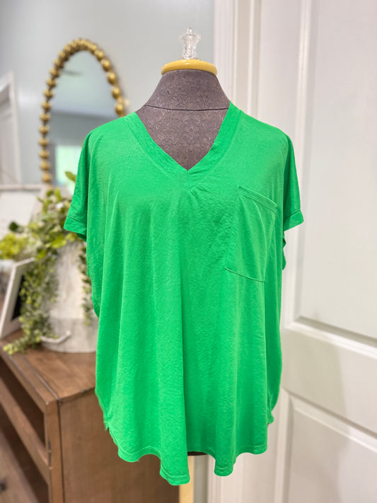 Womens Jodifl Kelly Green Satin Blouse Medium EUC