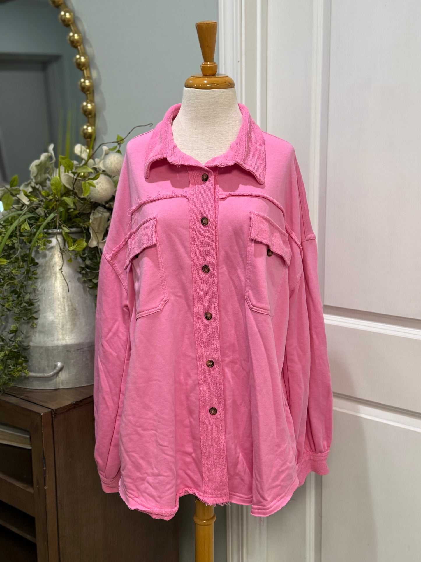 Womens POL Pink Pullover Large