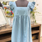 Womens Pink Lily Denim Smocked Babydoll Dress Medium EUC