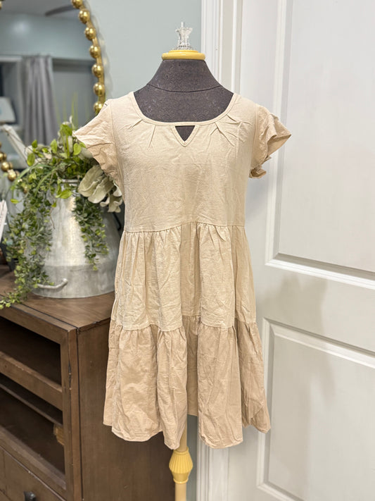 Womens Khaki Ruffle Dress Medium EUC