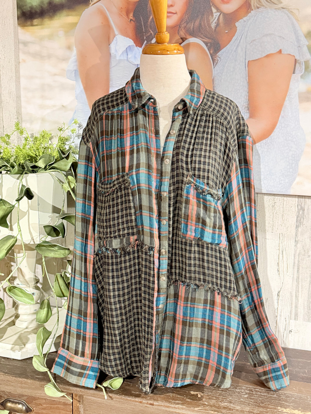 Womens Pilcro Flannel Button Down XL EUC