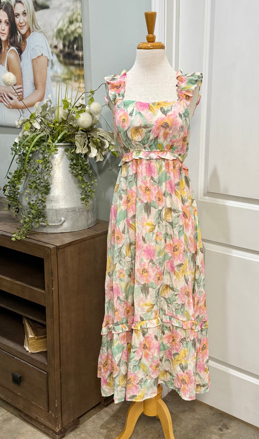 Womens By the River Floral Smocked Dress Size Large NWT