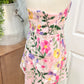 Womens Floral Overlay "Entered the chat" Mini Dress Medium NWT