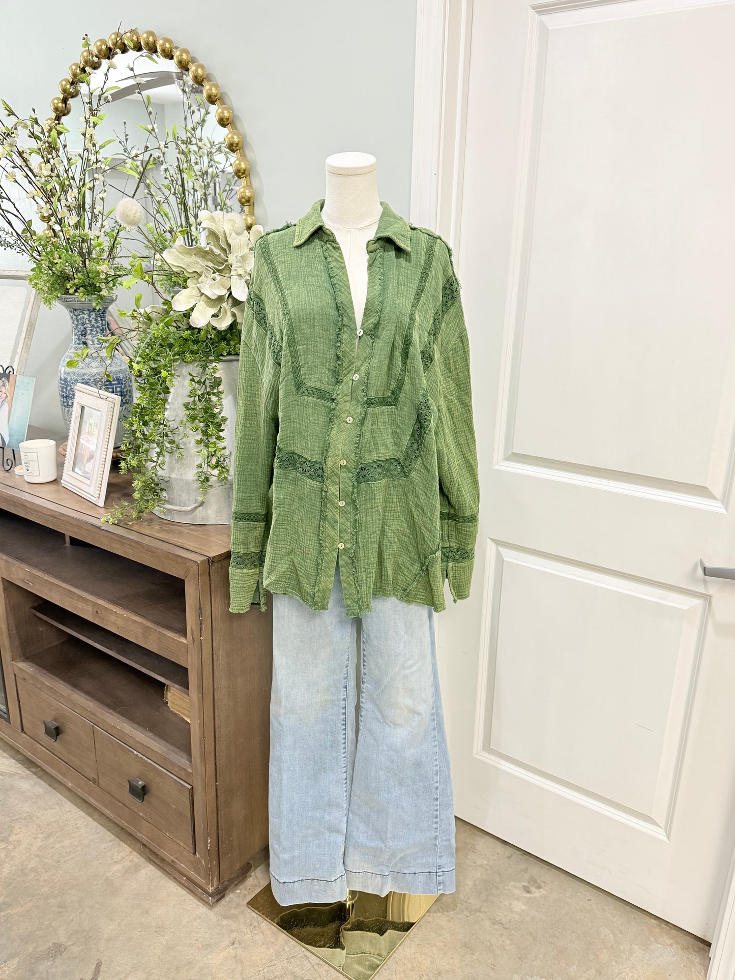 Womens Sewn+Seen Blouse Large EUC