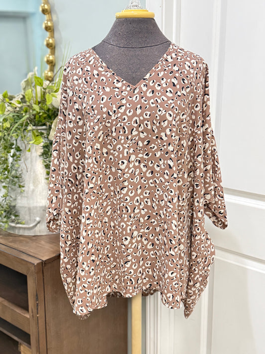Womens Adrienne Leopard Blouse Large