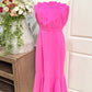 Womens Pink Scalloped Party Dress Large EUC