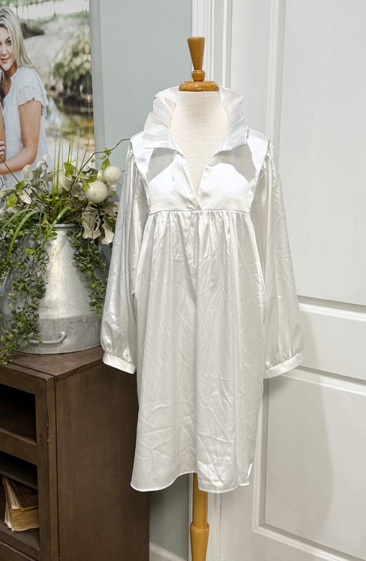 Womens Adrienne White Satin Dress Size 2X NWT