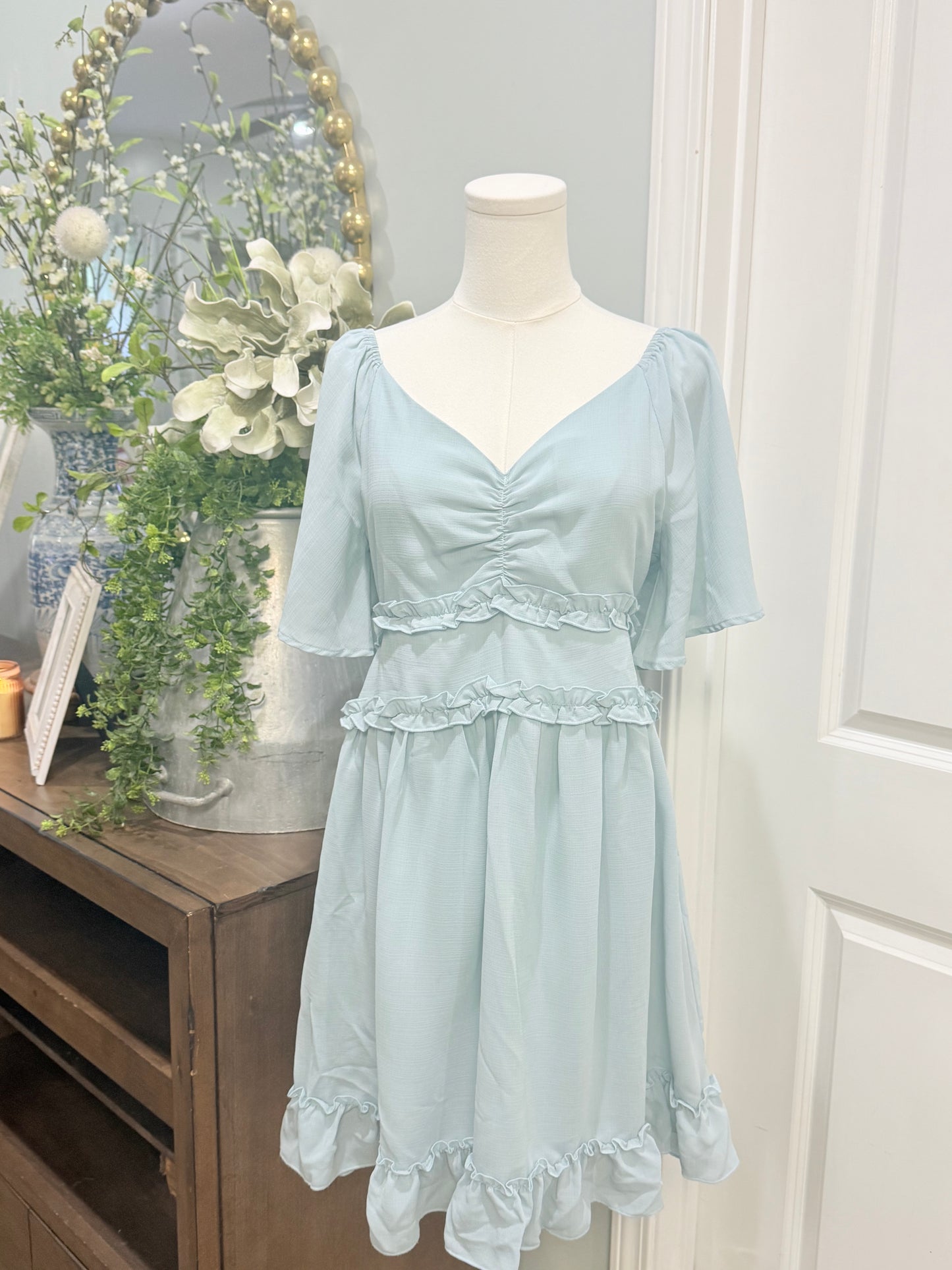 Womens Peach Love Aqua Midi Dress Medium EUC