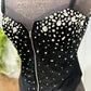Womens Kiwi Black Studded Corset Bodysuit Medium