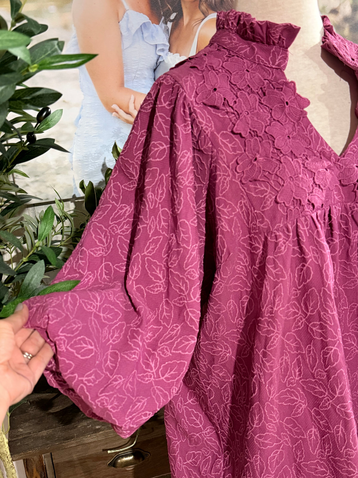 Womens Umgee Mauve Eyelet Dress 2XL EUC