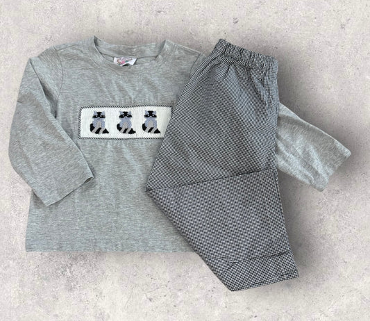 Boys Racoon Smocked 2pc Set Size 3