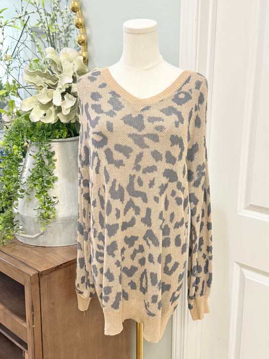 Womens Jodifl Leoaprd Lightweight Sweater Large EUC