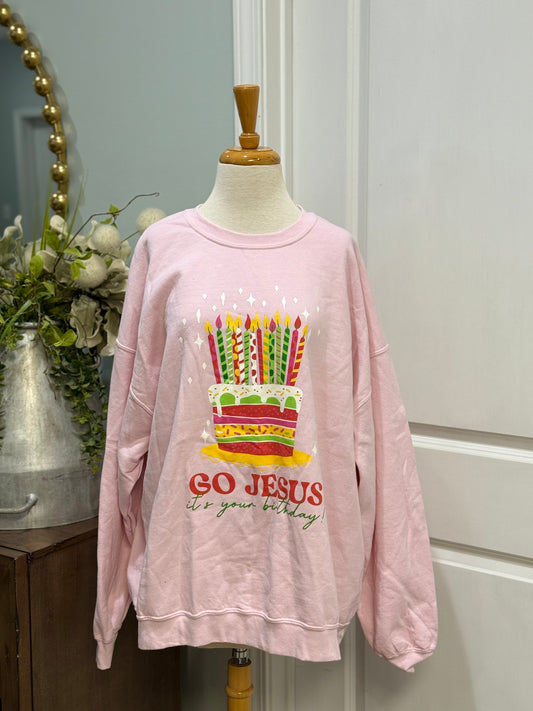 Womens Jesus Birthday Sweatshirt 2XL