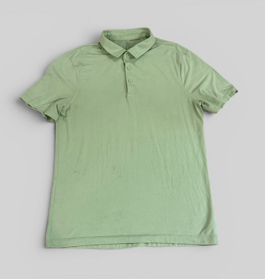 Mens Light Green Lululemon Collard Polo Shirt Medium GUC
