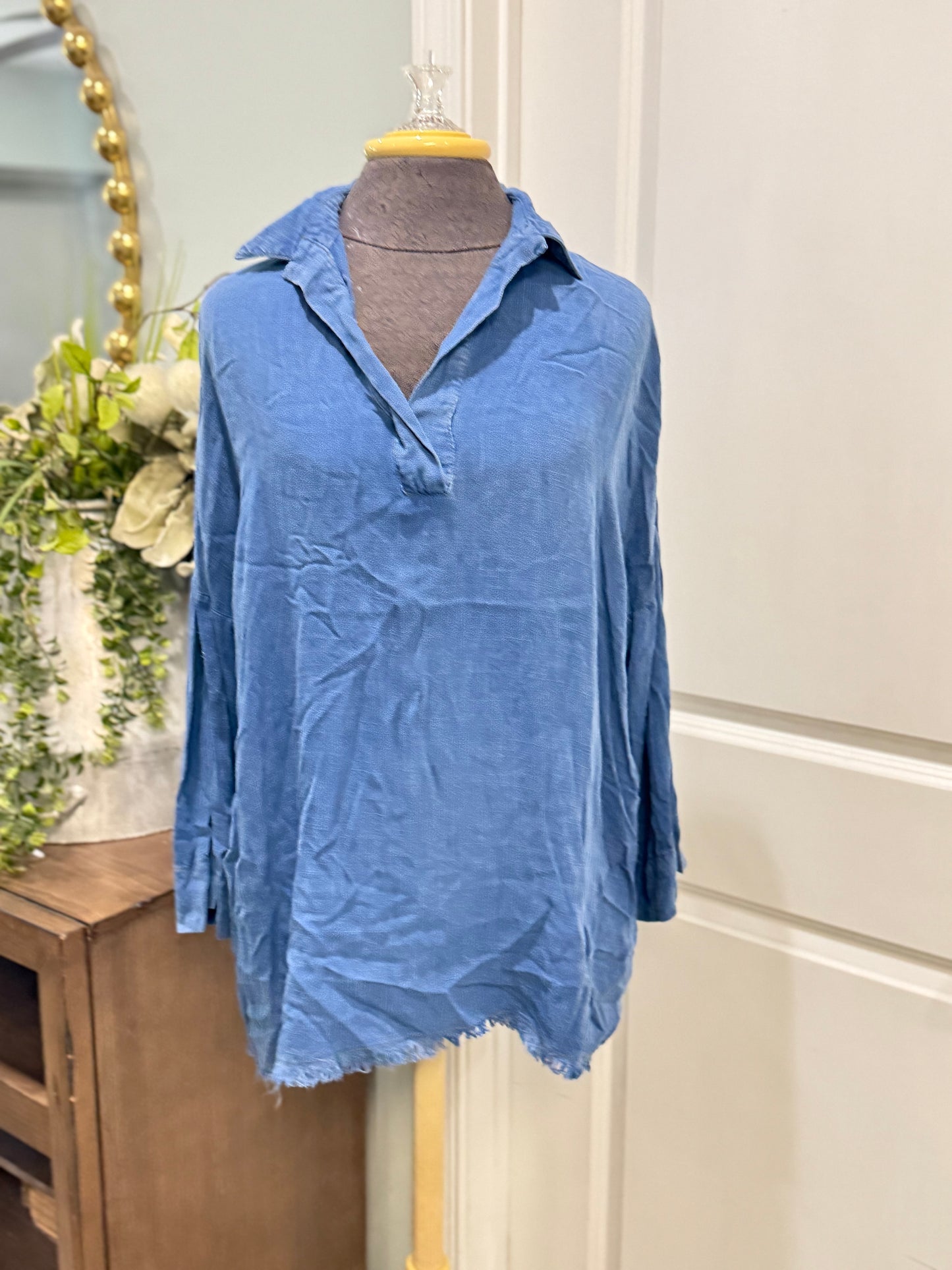 Womens Umgee Chambray Blouse Small