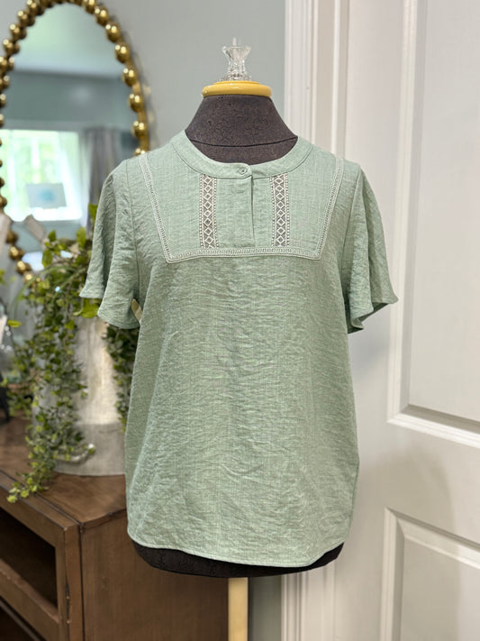 Womens Pleione Sage Green Blouse Medium NWT