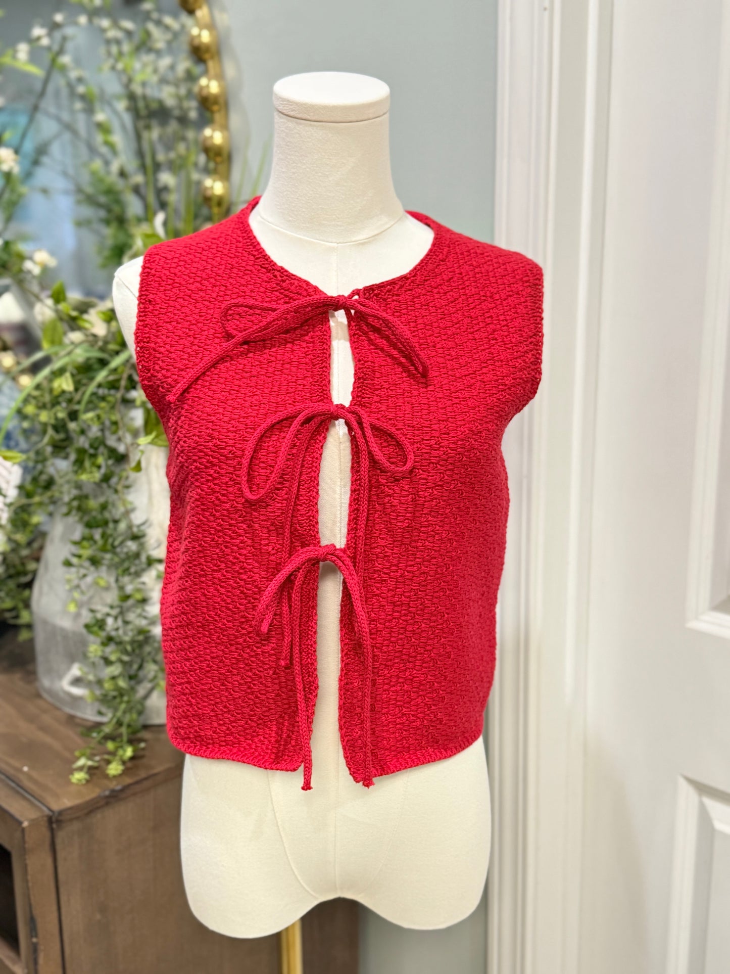 Womens Miou Muse Red Open Vest Small EUC