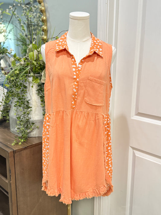 Womens Orange Leopard Tunic Small EUC
