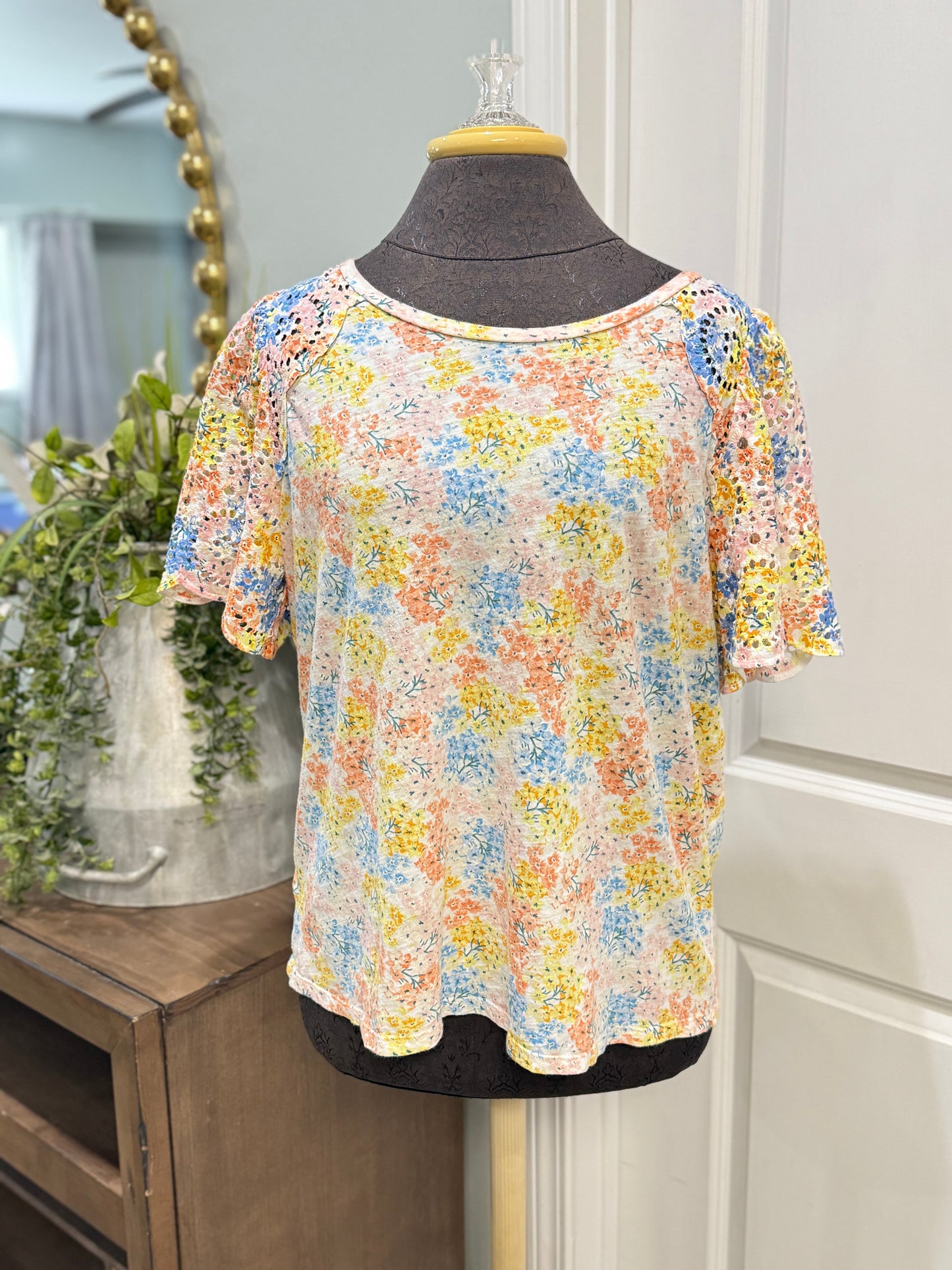 Womens Loft Eyelet Blouse Large