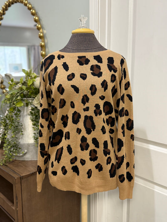 Womens Kim Gravel Leopard Blouse Medium