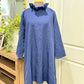 Womens Navy Ruffle Neck Dress XL EUC