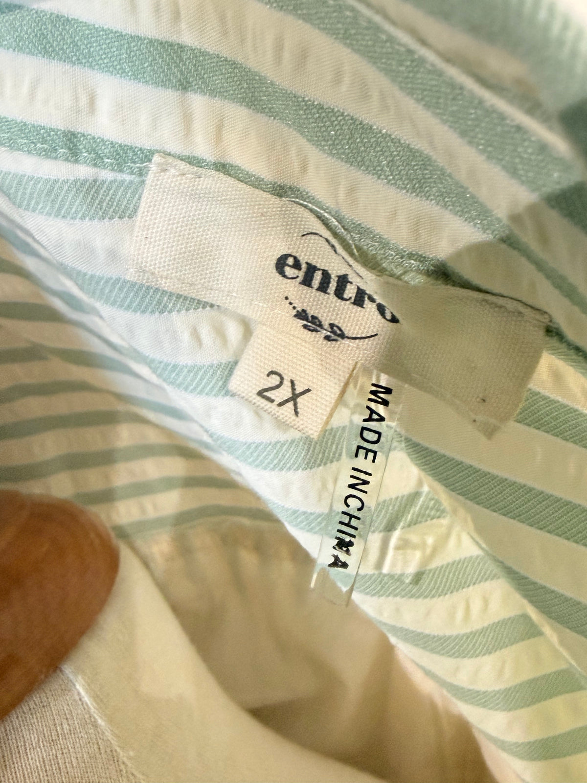 Womens Entro Green Stripe Midi Dress 2X EUC