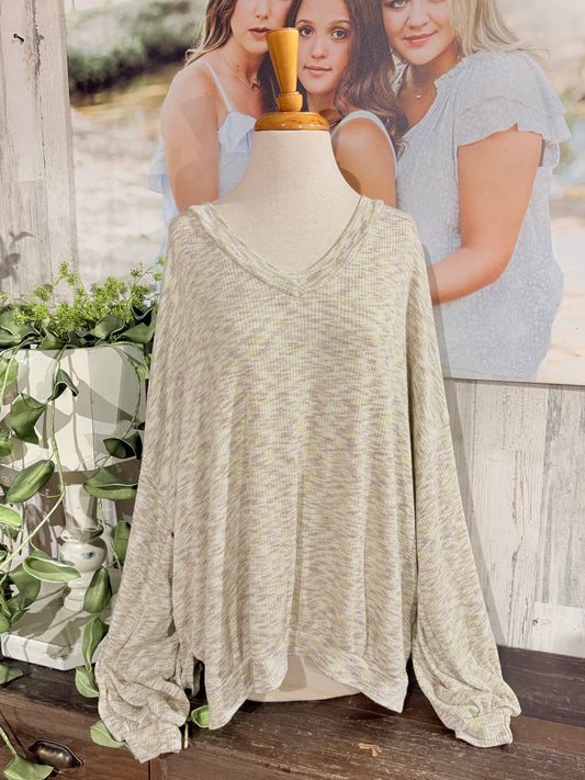 Womens Oversized Long Sleeve Blouse 1X/2X EUC