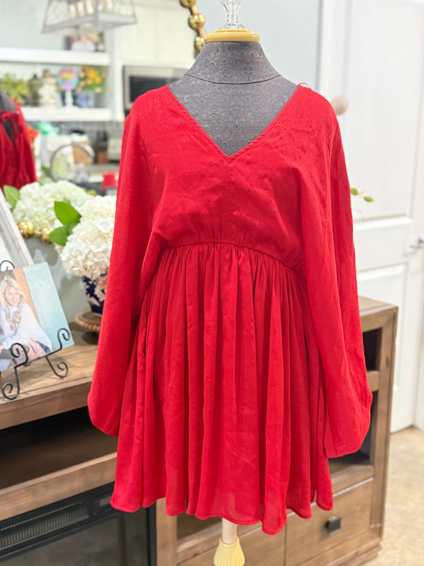 Womens Jodifl Red Babydoll Dress Medium NWT
