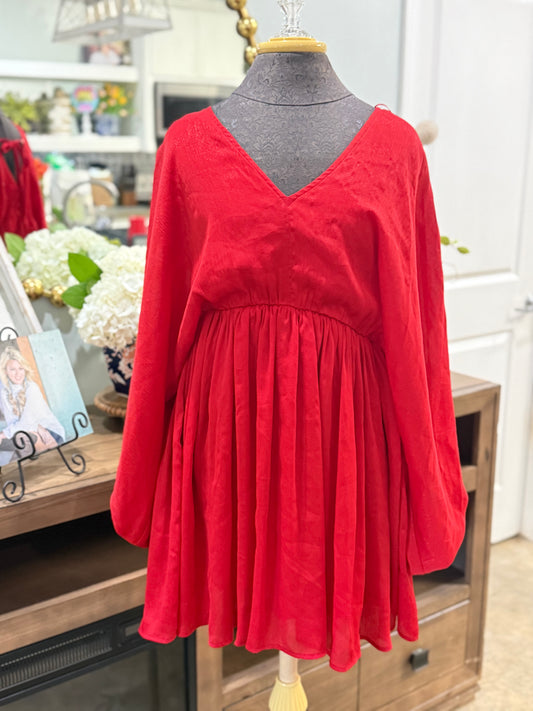 Womens Jodifl Red Babydoll Dress Medium NWT
