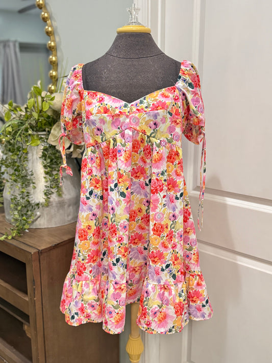 Womens Floral Smocked Dress XL