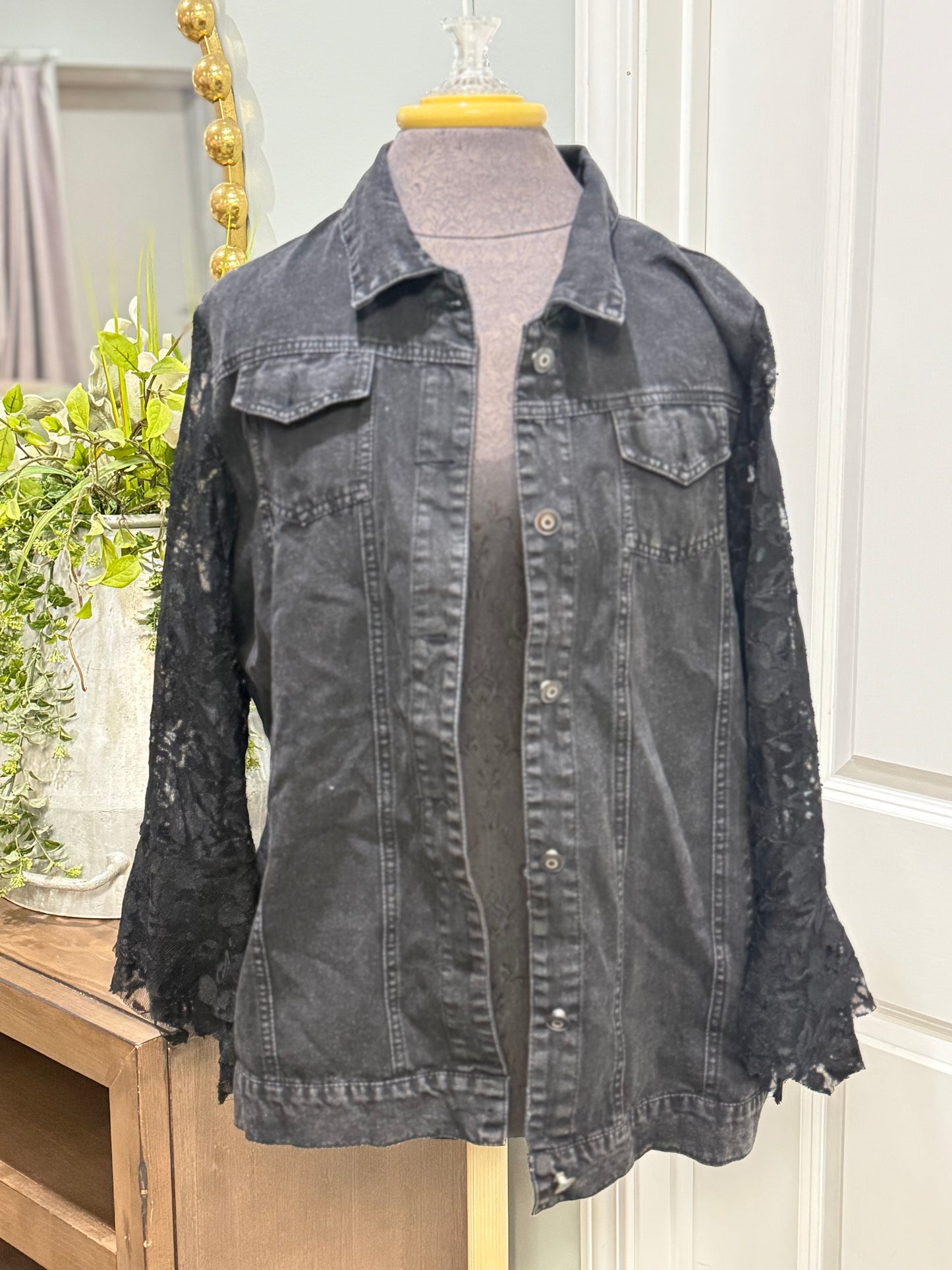 Womens Origami Black Denim Jacket L/XL