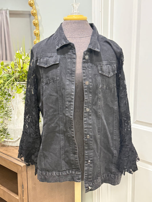 Womens Origami Black Denim Jacket L/XL