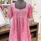 Womens C&V Pink Eyelet Mini Dress Medium EUC