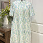 Womens Green Floral Collard Dress Small-XL NEW