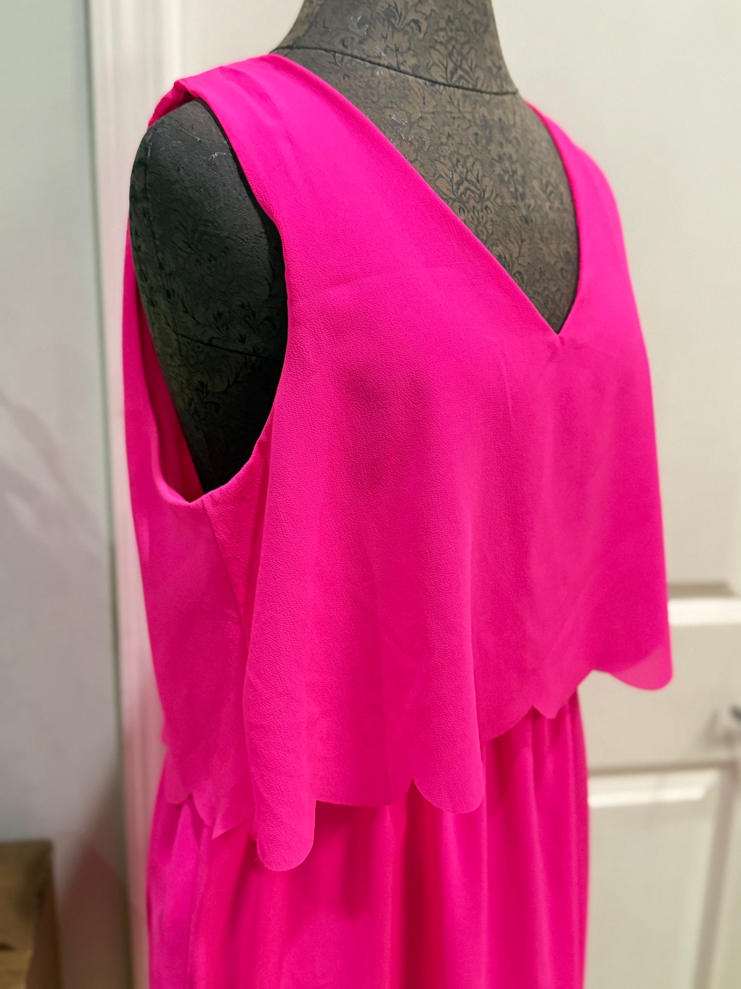 Womens Neon Pink Sleeveless Dress Large