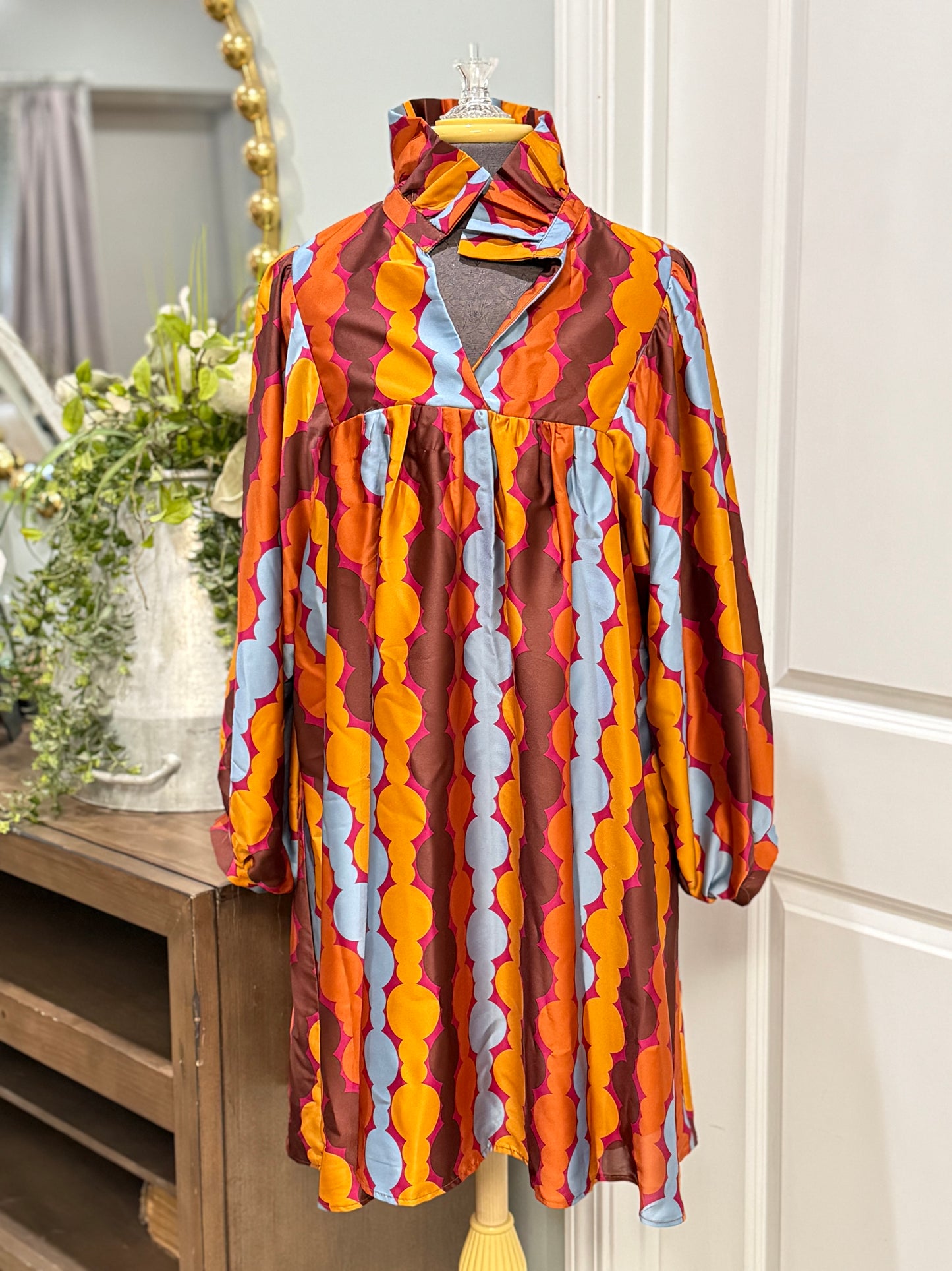 Womens Adrienne Puff Sleeve Dress 1X NWT