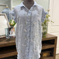 Womens GiGio Blue Floral Blouse Medium EUC
