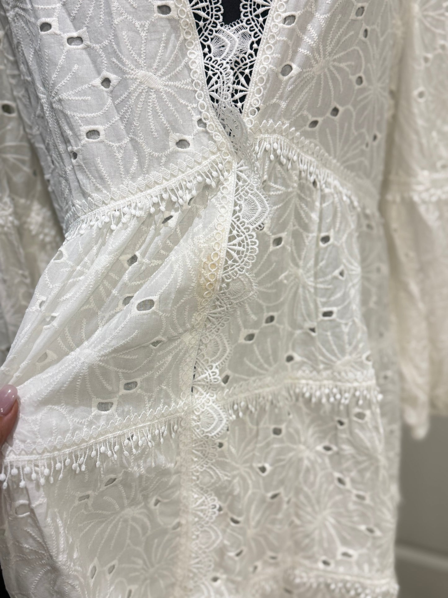 Womens White Eyelet Dress 1X EUC