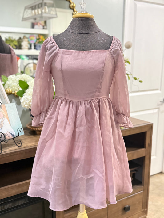 Womens Mauve Smocked Dress Large EUC