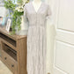 Womens Grey Lace Overlay Dress Large EUC
