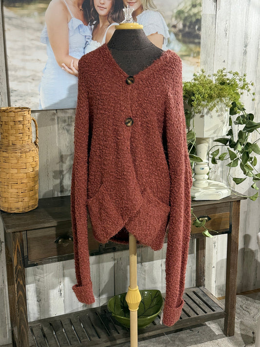 Womens POL Fuzzy Cardigan Large