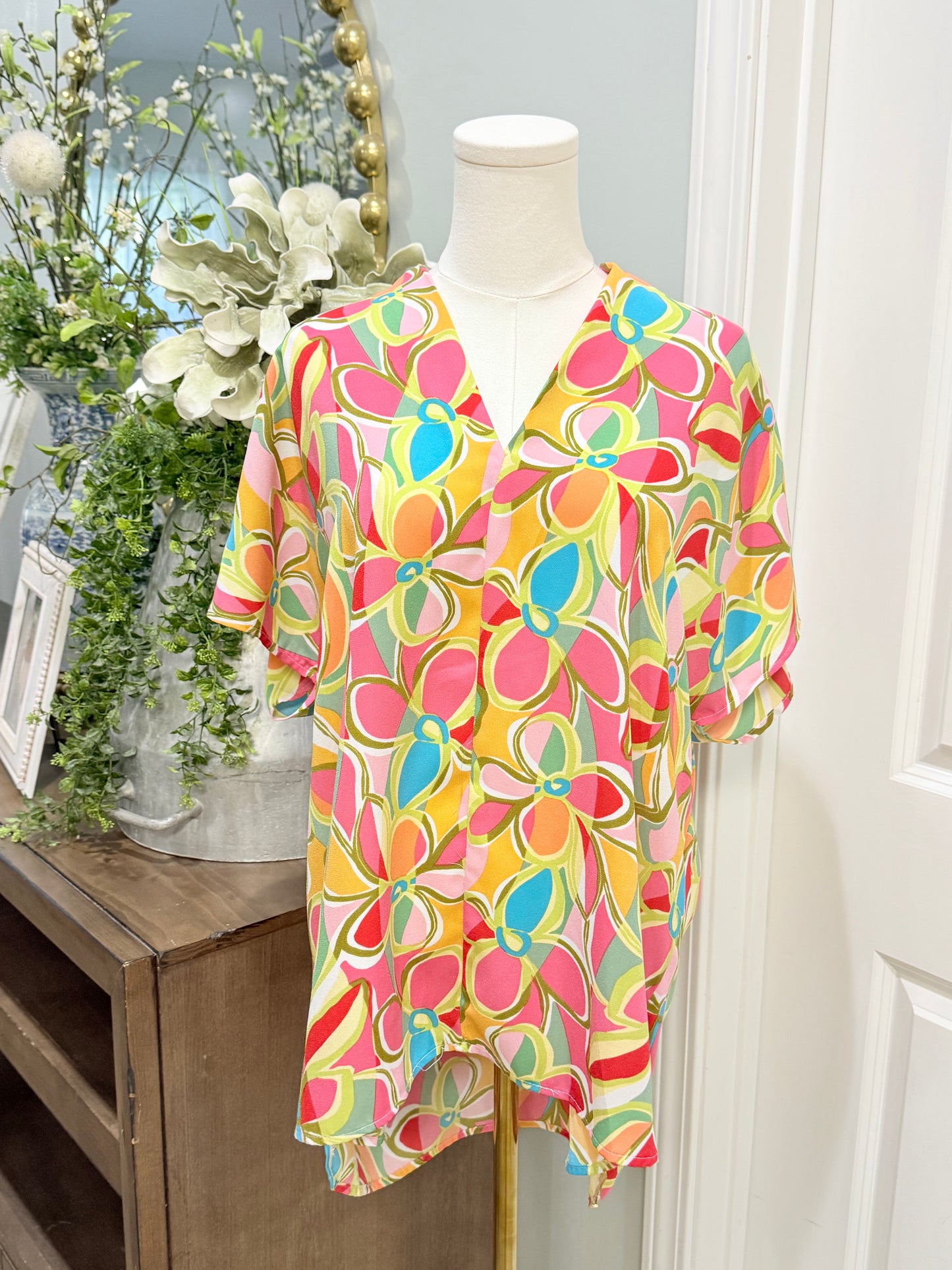 Womens First Love Floral Blouse Large EUC