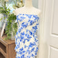 Womens Strapless Blue & White Floral Dress Large NWOT