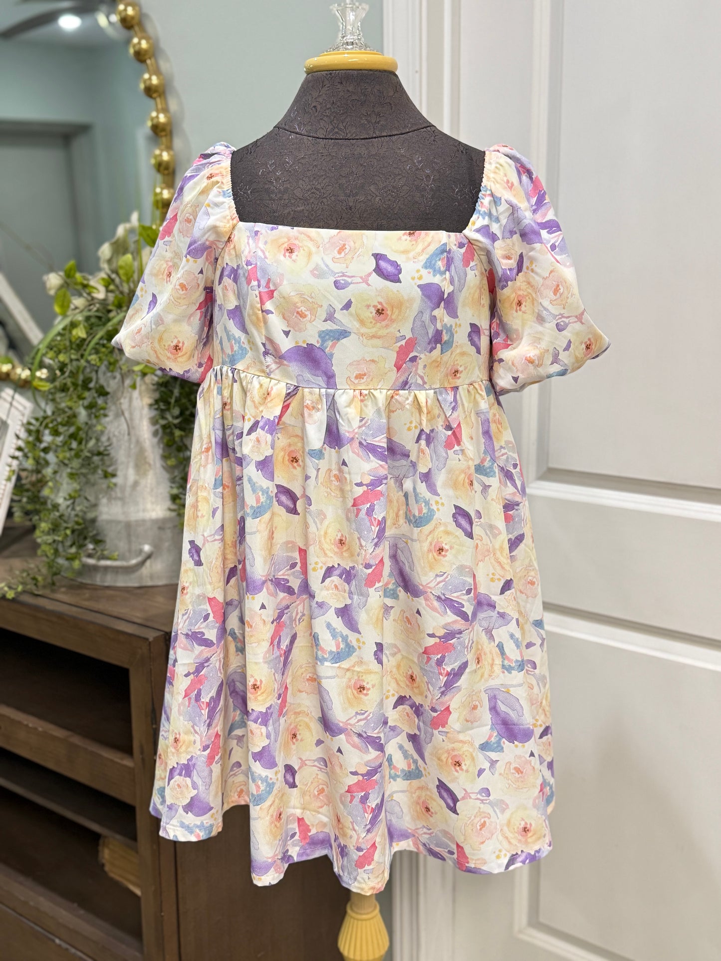 Womens TCEC Floral Bubble Mini Dress Medium