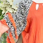 Womens Orange Linen Leopard Blouse Large EUC