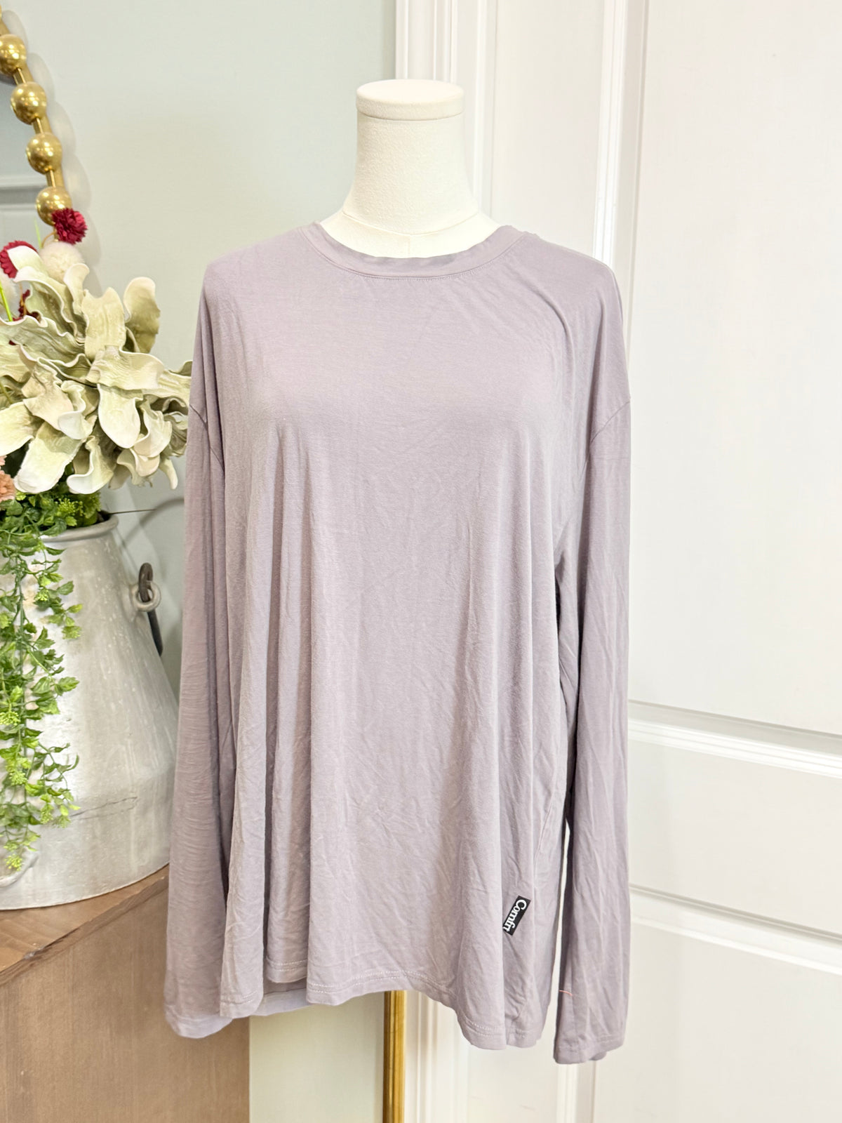 Womens Grey Comfrt Long Sleeve Top XL EUC