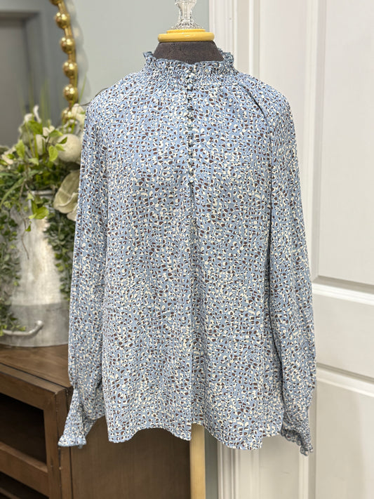 Womens Vine & Love Leopard Blouse Large