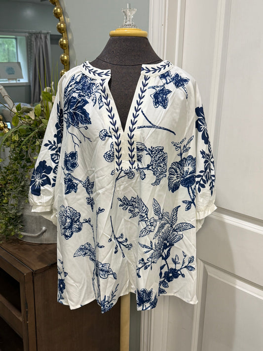 Womens Floral Printed Blouse 2XL EUC