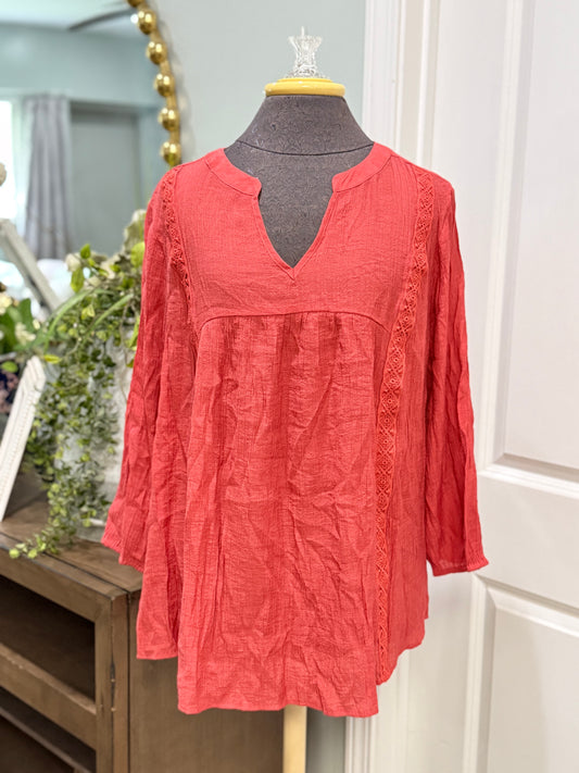 Womens St. Johns Bay Peasant Blouse 1X EUC