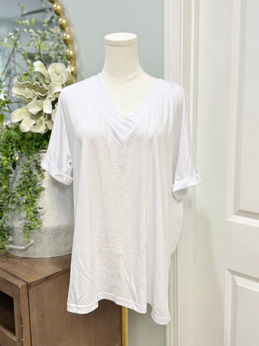 Womens White V-Neck Tshirt XL NWT